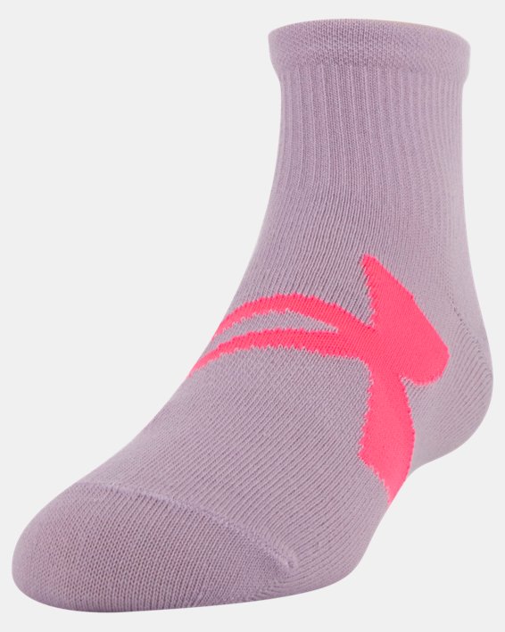 Girls' UA Essential Quarter Socks 6-Pack, Pink, pdpMainDesktop image number 5